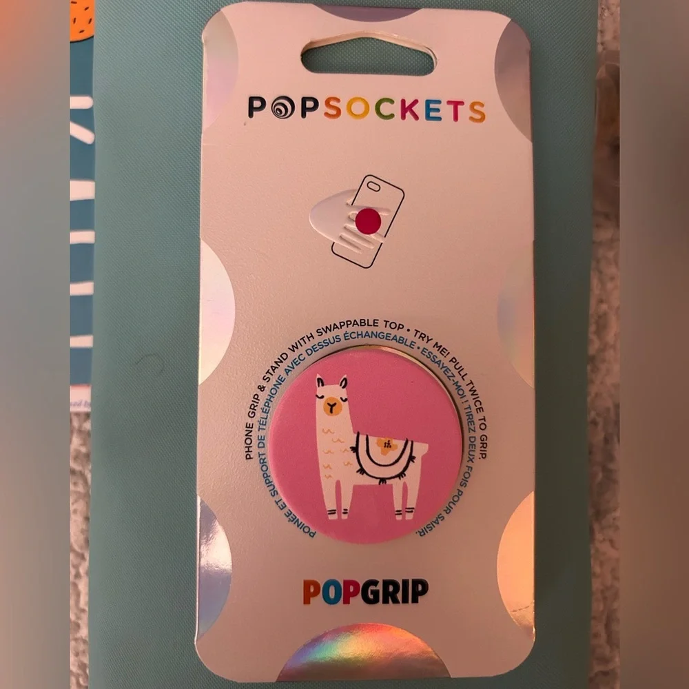 PopSocket Llama Design with Pink and White